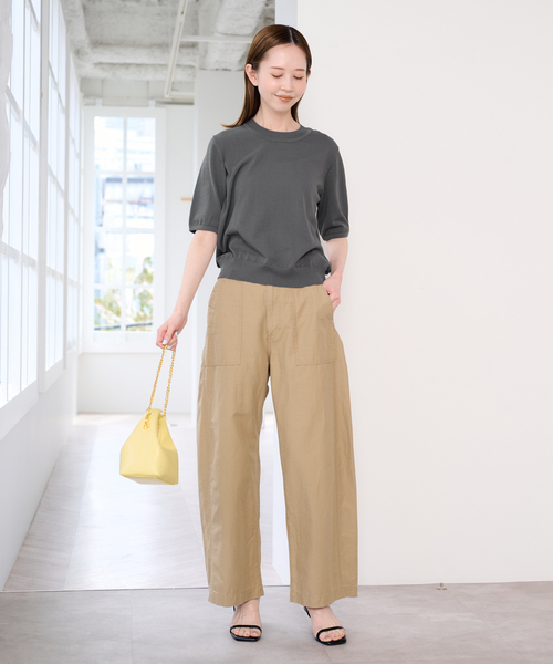 U by SPICK&SPAN（ユーバイスピックアンドスパン）の「UVカット ウォッシャブルサマーニット（ニット/セーター・レディース・チャコールグレー/レッド・FREE）」の5枚目の写真