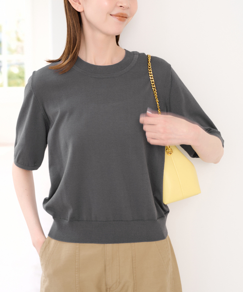 U by SPICK&SPAN（ユーバイスピックアンドスパン）の「UVカット ウォッシャブルサマーニット（ニット/セーター・レディース・チャコールグレー/レッド・FREE）」の9枚目の写真