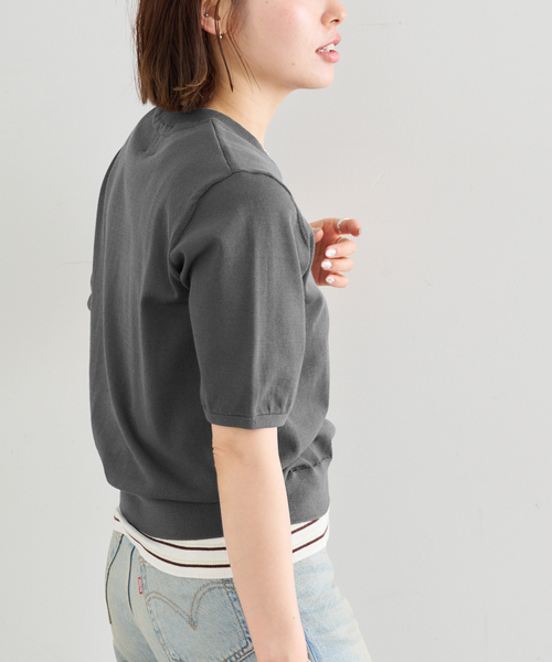 U by SPICK&SPAN（ユーバイスピックアンドスパン）の「UVカット ウォッシャブルサマーニット（ニット/セーター・レディース・チャコールグレー/レッド・FREE）」の18枚目の写真