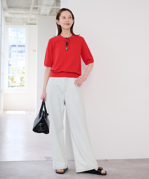 U by SPICK&SPAN（ユーバイスピックアンドスパン）の「UVカット ウォッシャブルサマーニット（ニット/セーター・レディース・チャコールグレー/レッド・FREE）」の21枚目の写真