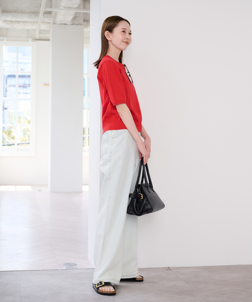 U by SPICK&SPAN（ユーバイスピックアンドスパン）の「UVカット ウォッシャブルサマーニット（ニット/セーター・レディース・チャコールグレー/レッド・FREE）」の22枚目の写真