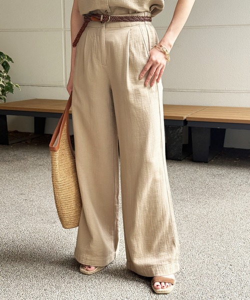 BANANA REPUBLIC FACTORY STORE(バナナリパブリック ファクトリーストア)の「BANANA REPUBLIC FACTORY STORE Anyday ワイドレッグ ハイライズ ガーゼ パンツ(その他パンツ・レディース・アイボリー/ベージュ・L/M/S/XS)」の2枚目の写真