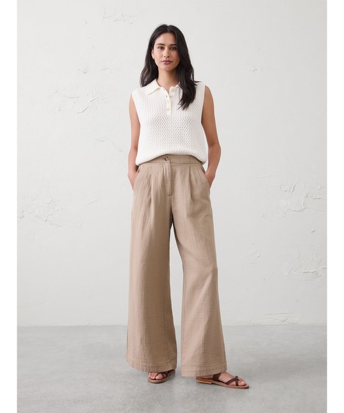 BANANA REPUBLIC FACTORY STORE(バナナリパブリック ファクトリーストア)の「BANANA REPUBLIC FACTORY STORE Anyday ワイドレッグ ハイライズ ガーゼ パンツ(その他パンツ・レディース・アイボリー/ベージュ・L/M/S/XS)」の7枚目の写真