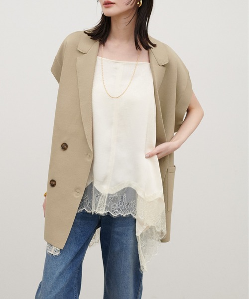 LARUTA（ラルータ）の「【LARUTA】［Web限定］ニットテーラードベスト（ベスト・レディース・ベージュ/ブラック/アイボリー/グレー・FREE）」の4枚目の写真