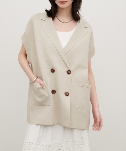 LARUTA（ラルータ）の「【LARUTA】［Web限定］ニットテーラードベスト（ベスト・レディース・ベージュ/ブラック/アイボリー/グレー・FREE）」の5枚目の写真