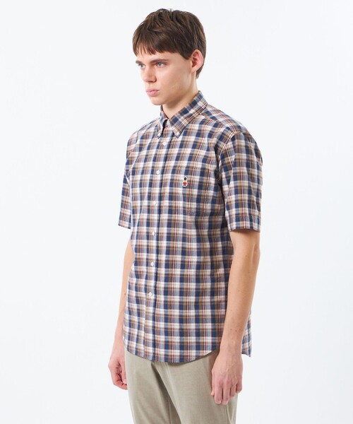 MACKINTOSH PHILOSOPHY（ﾏｯｷﾝﾄｯｼｭ ﾌｨﾛｿﾌｨｰ）の「BUCKINGHAM BEAR 半袖ボタンダウン マドラスチェック（シャツ/ブラウス・メンズ・ブルー/ベージュ系その他5・40/38）」の6枚目の写真