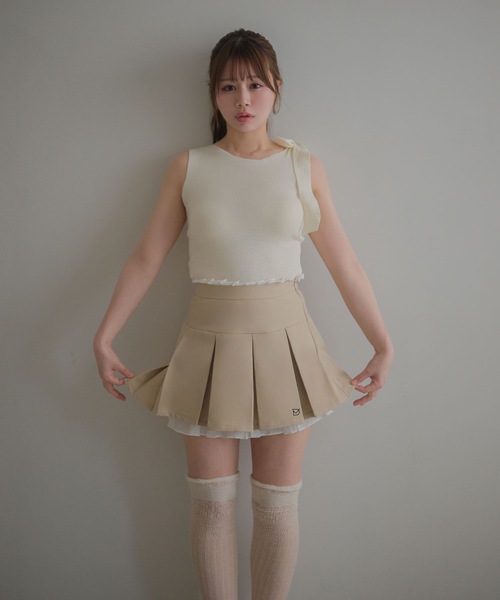 M DOLLY（エムドリー）の「Shoulder ribbon elsie knit tops / ショルダーリボンエルシーニットトップス（Tシャツ/カットソー・レディース・アイボリー/ライトブルー/ブラック/ピンク・FREE）」の10枚目の写真
