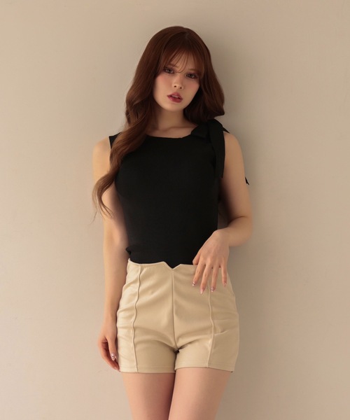 M DOLLY（エムドリー）の「Shoulder ribbon elsie knit tops / ショルダーリボンエルシーニットトップス（Tシャツ/カットソー・レディース・アイボリー/ライトブルー/ブラック/ピンク・FREE）」の13枚目の写真