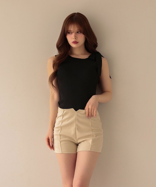 M DOLLY（エムドリー）の「Shoulder ribbon elsie knit tops / ショルダーリボンエルシーニットトップス（Tシャツ/カットソー・レディース・アイボリー/ライトブルー/ブラック/ピンク・FREE）」の14枚目の写真