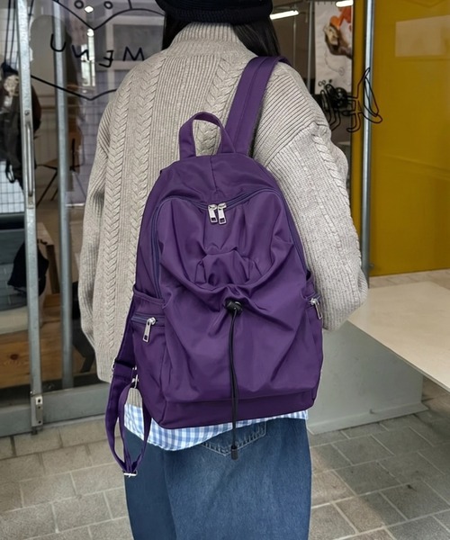 yuue' ( wear )(ユーイ)の「マルチポケットリュックサック/通勤通学/ナップサック/A4サイズ対応(バックパック/リュック・レディース・パープル/アイボリー/ブラック・FREE)」の20枚目の写真