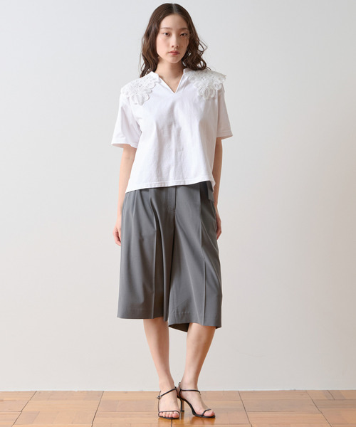 Tiara（ティアラ）の「ワイドタックハーフパンツ（その他パンツ・レディース・グレー/ベージュ/ネイビー・3/2）」の8枚目の写真