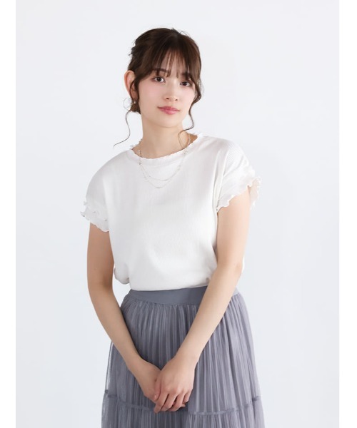 fifth(フィフス)の「リブメローフレンチスリーブTシャツ(Tシャツ/カットソー・レディース・ホワイト/ブラック・M)」の12枚目の写真
