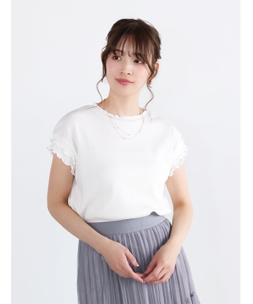 fifth(フィフス)の「リブメローフレンチスリーブTシャツ(Tシャツ/カットソー・レディース・ホワイト/ブラック・M)」の13枚目の写真