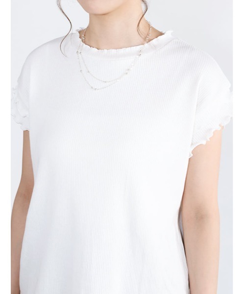 fifth(フィフス)の「リブメローフレンチスリーブTシャツ(Tシャツ/カットソー・レディース・ホワイト/ブラック・M)」の18枚目の写真