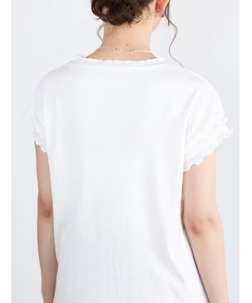 fifth(フィフス)の「リブメローフレンチスリーブTシャツ(Tシャツ/カットソー・レディース・ホワイト/ブラック・M)」の19枚目の写真