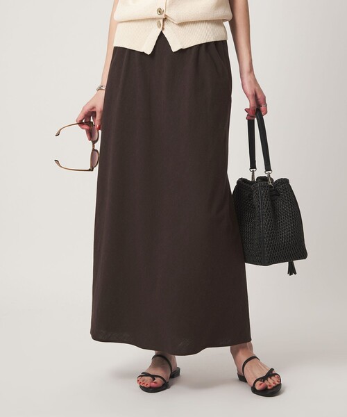 green label relaxing(グリーンレーベルリラクシング)の「BREEZE LINEN ブリーズリネン ナロー スカート(スカート・レディース・ダークブラウン/オリーブ・36/38)」の13枚目の写真