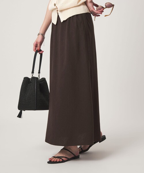 green label relaxing(グリーンレーベルリラクシング)の「BREEZE LINEN ブリーズリネン ナロー スカート(スカート・レディース・ダークブラウン/オリーブ・36/38)」の15枚目の写真