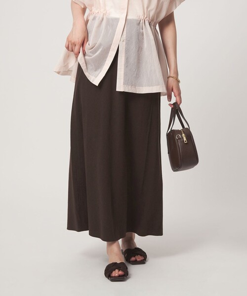 green label relaxing(グリーンレーベルリラクシング)の「BREEZE LINEN ブリーズリネン ナロー スカート(スカート・レディース・ダークブラウン/オリーブ・36/38)」の19枚目の写真