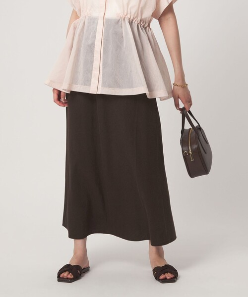 green label relaxing(グリーンレーベルリラクシング)の「BREEZE LINEN ブリーズリネン ナロー スカート(スカート・レディース・ダークブラウン/オリーブ・36/38)」の20枚目の写真