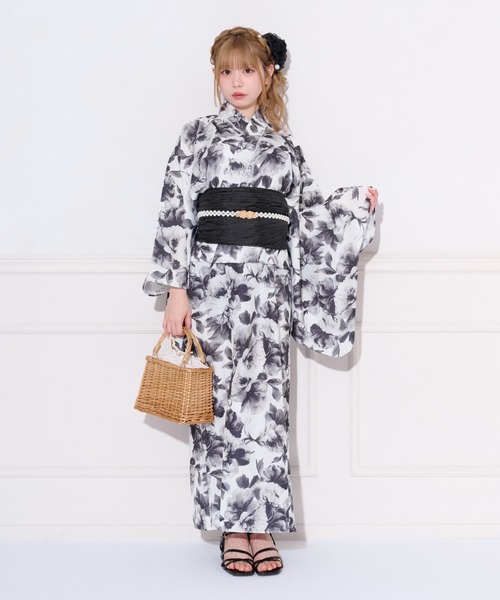 apres jour(アプレジュール)の「【3点セットアイテム】フラワーリボン柄浴衣(浴衣・レディース・ピンク/ブルー/ブラック・フリー)」の7枚目の写真