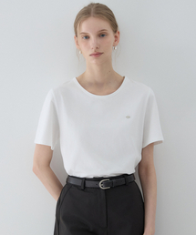 ロゴシルキーラウンドネックTシャツ - ホワイト