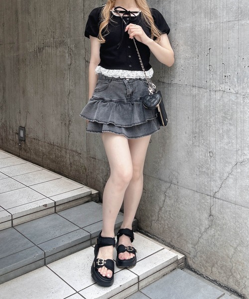 INGNI(イング)の「レース付サイドギャザーリブパーカー(パーカー・レディース・ブラック/グレー/ライトピンク・M)」の8枚目の写真