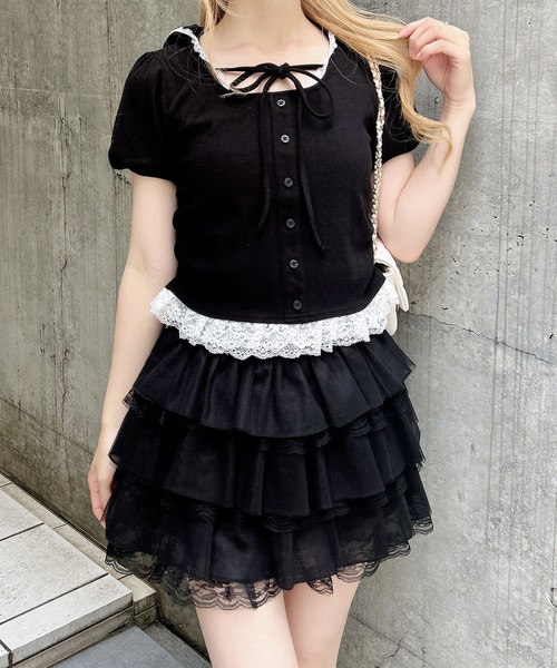 INGNI(イング)の「レース付サイドギャザーリブパーカー(パーカー・レディース・ブラック/グレー/ライトピンク・M)」の9枚目の写真