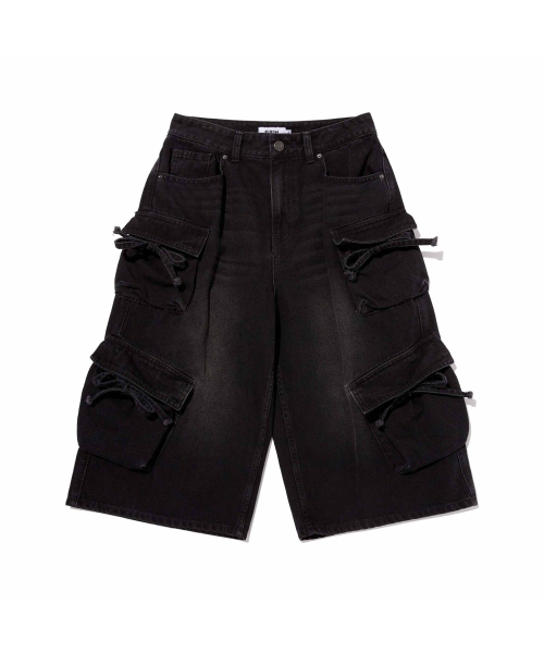 KIRSH（キルシー）の「カーゴバミューダデニムパンツ[ブラック]（その他パンツ・レディース・その他・MEDIUM/SMALL）」の2枚目の写真