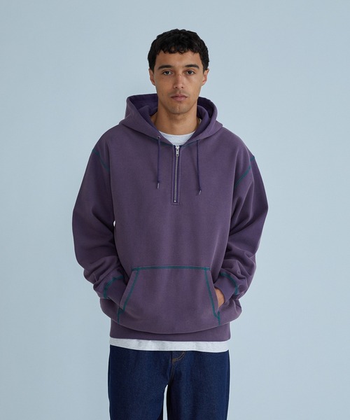 SILAS(サイラス)の「HALF ZIP HOODED SWEATSHIRT(パーカー・メンズ・ブラック/バーガンディー/パープル・XL/L/M)」の2枚目の写真