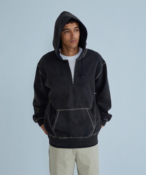 SILAS(サイラス)の「HALF ZIP HOODED SWEATSHIRT(パーカー・メンズ・ブラック/バーガンディー/パープル・XL/L/M)」の8枚目の写真