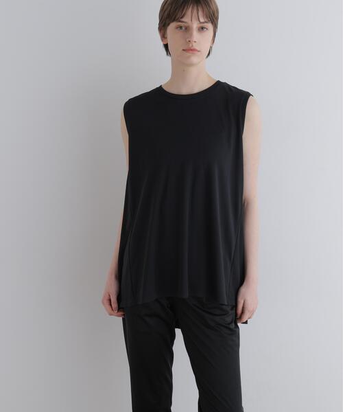 LE PHIL(ルフィル)の「◆ジャージーノースリーブカットソー(Tシャツ/カットソー・レディース・カーキ/ブラック/ホワイト・F)」の2枚目の写真