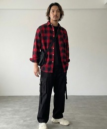 hugi（ハギ）の「チェック柄オーバーサイズシャツアウター ユニセックス 冷房対策 ストリート（シャツ/ブラウス）」
