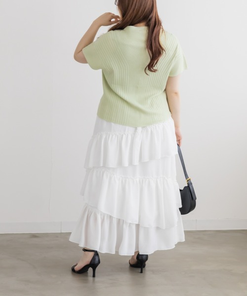 CLETTE(クレット)の「CLETTEオリジナルフレンチスリーブニットカーディガン(ニット/セーター・レディース・ピンク/ライトグリーン/イエロー・LL/4L/3L)」の6枚目の写真