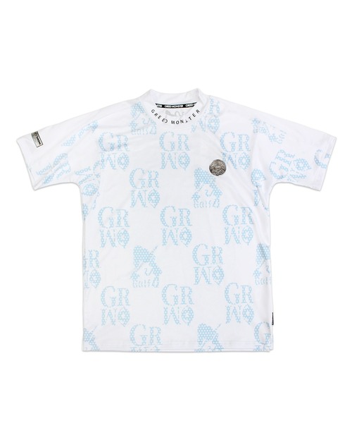 GREED MONSTER(グリードモンスター)の「GREED MONSTER チェック風総柄ロゴ半袖モックネック(Tシャツ/カットソー・メンズ・ホワイト×グレー/ホワイト×ブルー・X-LARGE/LARGE)」の13枚目の写真