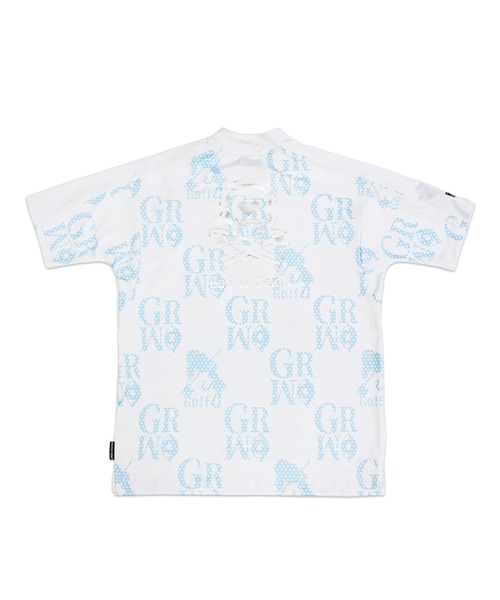 GREED MONSTER(グリードモンスター)の「GREED MONSTER チェック風総柄ロゴ半袖モックネック(Tシャツ/カットソー・メンズ・ホワイト×グレー/ホワイト×ブルー・X-LARGE/LARGE)」の14枚目の写真