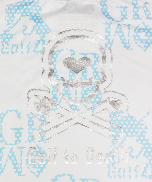 GREED MONSTER(グリードモンスター)の「GREED MONSTER チェック風総柄ロゴ半袖モックネック(Tシャツ/カットソー・メンズ・ホワイト×グレー/ホワイト×ブルー・X-LARGE/LARGE)」の18枚目の写真