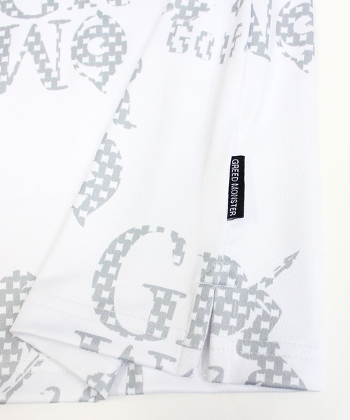 GREED MONSTER(グリードモンスター)の「GREED MONSTER チェック風総柄ロゴ半袖モックネック(Tシャツ/カットソー・メンズ・ホワイト×グレー/ホワイト×ブルー・X-LARGE/LARGE)」の3枚目の写真