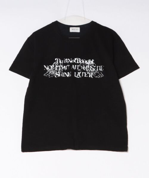 【cheeky】ブラックTシャツ Chikashitsu +】distorted logo crop t-shirt (2color