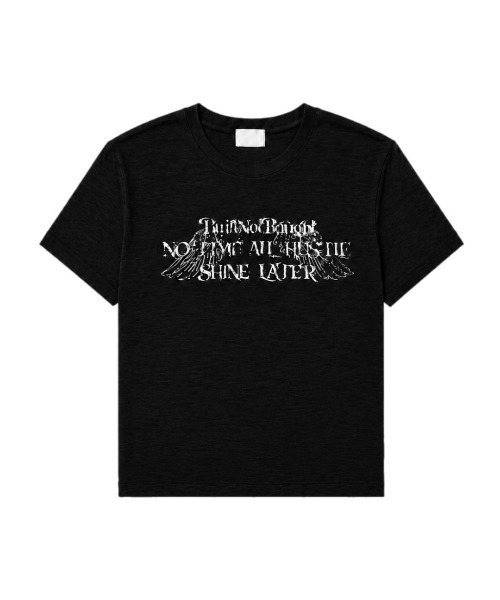 Chikashitsu +(チカシツプラス)の「【Chikashitsu +】distorted logo crop t-shirt (2color) / 【チカシツプラス】ロゴクロップド半袖Tシャツ(Tシャツ/カットソー・メンズ・ブラック/ホワイト・ONE SIZE)」の4枚目の写真