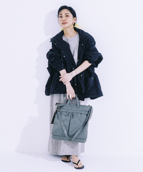 OUTDOOR PRODUCTS(アウトドアプロダクツ)の「WEB限定追加 Cozue Ninomiya ex スラブストレッチワンピース(ワンピース・レディース・グレー系その他/ブラック・36/38)」の5枚目の写真