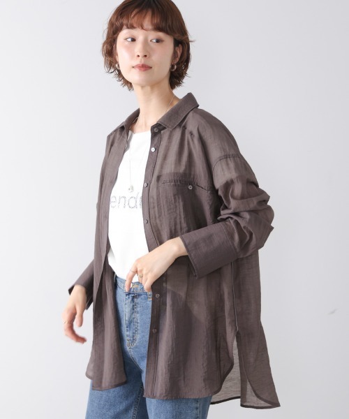 Bou Jeloud(ブージュルード)の「サイドラインシアーチュニック(チュニック・レディース・ブルー/チャコールグレー/オフホワイト・38)」の2枚目の写真