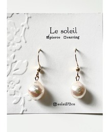 【Le soleil】宇和島産  あこやバロック真珠ピアス(MA)