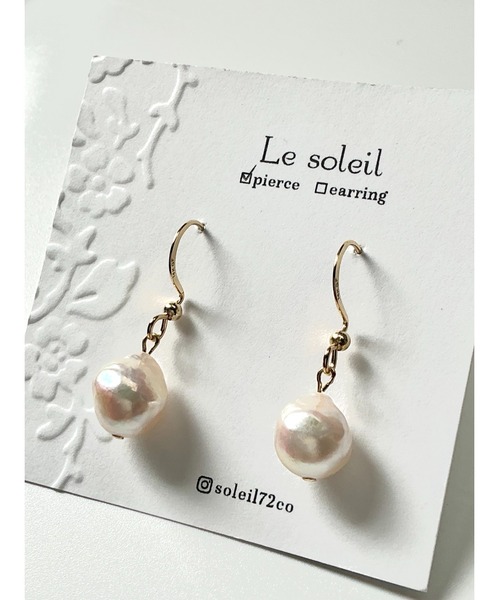 tone（トーン）の「【Le soleil】宇和島産  あこやバロック真珠ピアス(MA)（ピアス（両耳用）・レディース・ゴールド・FREE）」の3枚目の写真