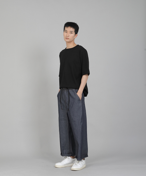 SAINTCREW(セントクルー)の「EXワイド9部バンディングパンツ EWP-383 デニム ライトインディゴ(デニムパンツ・メンズ・その他・MEDIUM/LARGE/XX-LARGE/X-LARGE)」の2枚目の写真