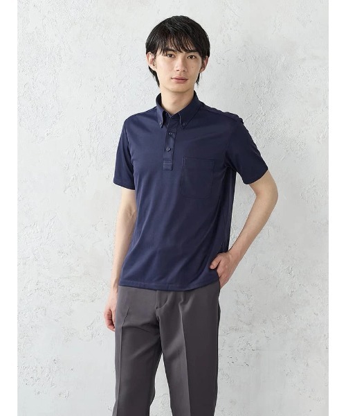 Perfect Suit FActory（パーフェクトスーツファクトリー）の「【完全ノーアイロン/吸汗速乾/抗菌防臭】アイシャツ生地　ビジネス＆デイリーポロシャツ　ホワイト／ブラック／ネイビー（ポロシャツ・メンズ・ブラック/ホワイト/ネイビー・L/M/3L/LL/S）」の7枚目の写真