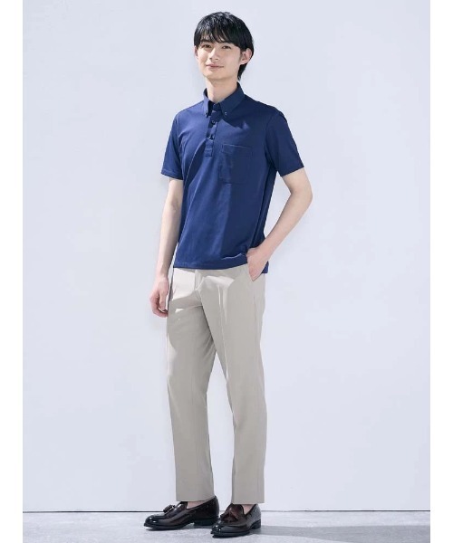 Perfect Suit FActory（パーフェクトスーツファクトリー）の「【完全ノーアイロン/吸汗速乾/抗菌防臭】アイシャツ生地　ビジネス＆デイリーポロシャツ　ホワイト／ブラック／ネイビー（ポロシャツ・メンズ・ブラック/ホワイト/ネイビー・L/M/3L/LL/S）」の5枚目の写真