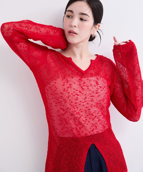 LE CERCLE par rope'（ルセルクルパーロペ）の「透かしニットプルオーバー（ニット/セーター・レディース・ブラック系その他/レッド系その他・FREE）」の13枚目の写真