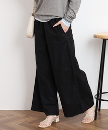 綿麻ウエストゴムワイドパンツ