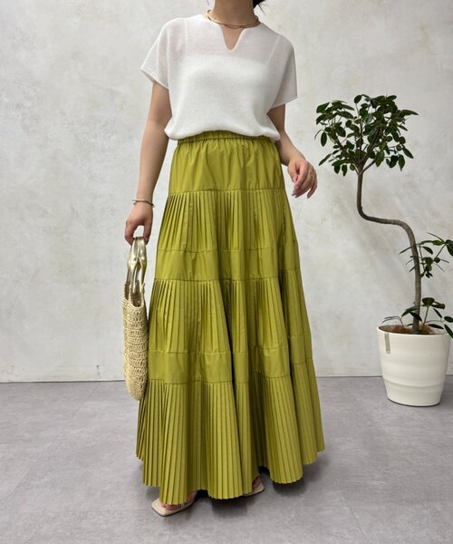 Jena espace merveilleux(ジェナ エスパスメルヴェイユ)の「ティアードプリーツスカート(スカート・レディース・ブラック/ベージュ/イエロー・FREE)」の22枚目の写真