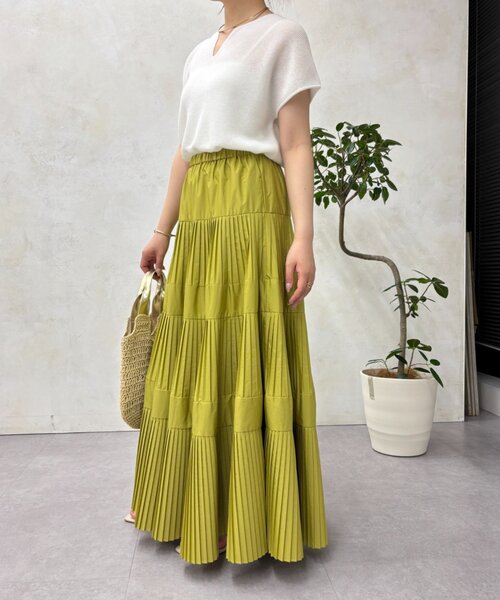 Jena espace merveilleux(ジェナ エスパスメルヴェイユ)の「ティアードプリーツスカート(スカート・レディース・ブラック/ベージュ/イエロー・FREE)」の6枚目の写真